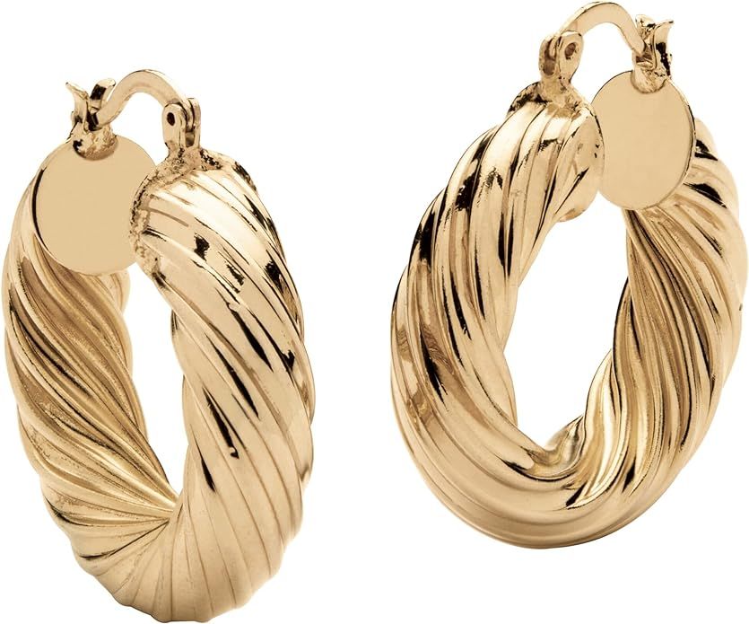 PalmBeach Jewelry Goldtone Twisted Hoop Earrings (38mm) | Amazon (US)