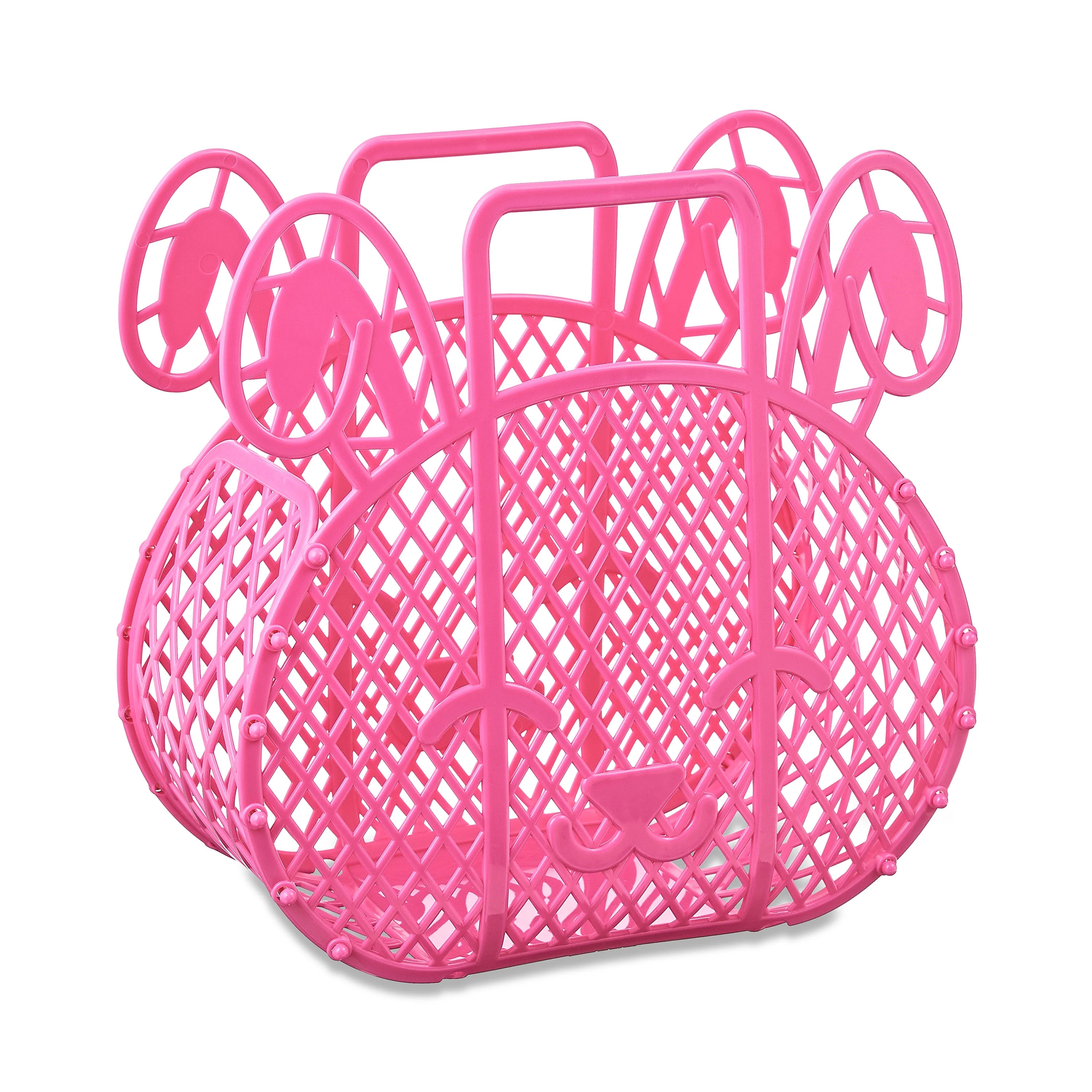 Easter Pink Bunny Collapsible Plastic Basket, 9 in x 9 in, by Way To Celebrate | Walmart (US)