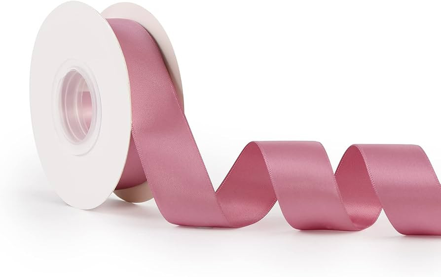 DINDOSAL Dusty Rose Ribbon Mauve Satin Ribbon 1 Inch Dark Pink Silk Ribbon for Wedding Bouquet Du... | Amazon (US)
