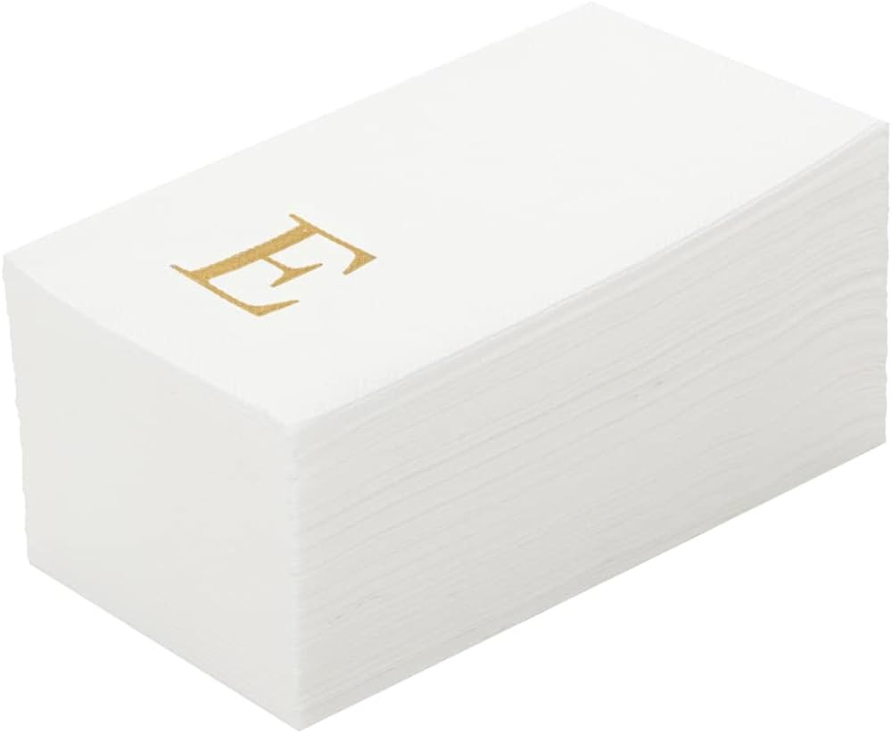 Luxenap 15.8 X 7.9 Inch Linen-Feel Guest Towels, 50 Lettered Hand Towels - Gold Letter 'E', Sans ... | Amazon (US)