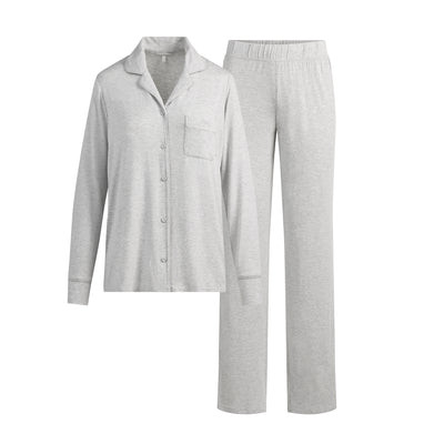 SKIMS Sleep Long Sleeve Button Up Set | Grey | 2XS | SKIMS (US)
