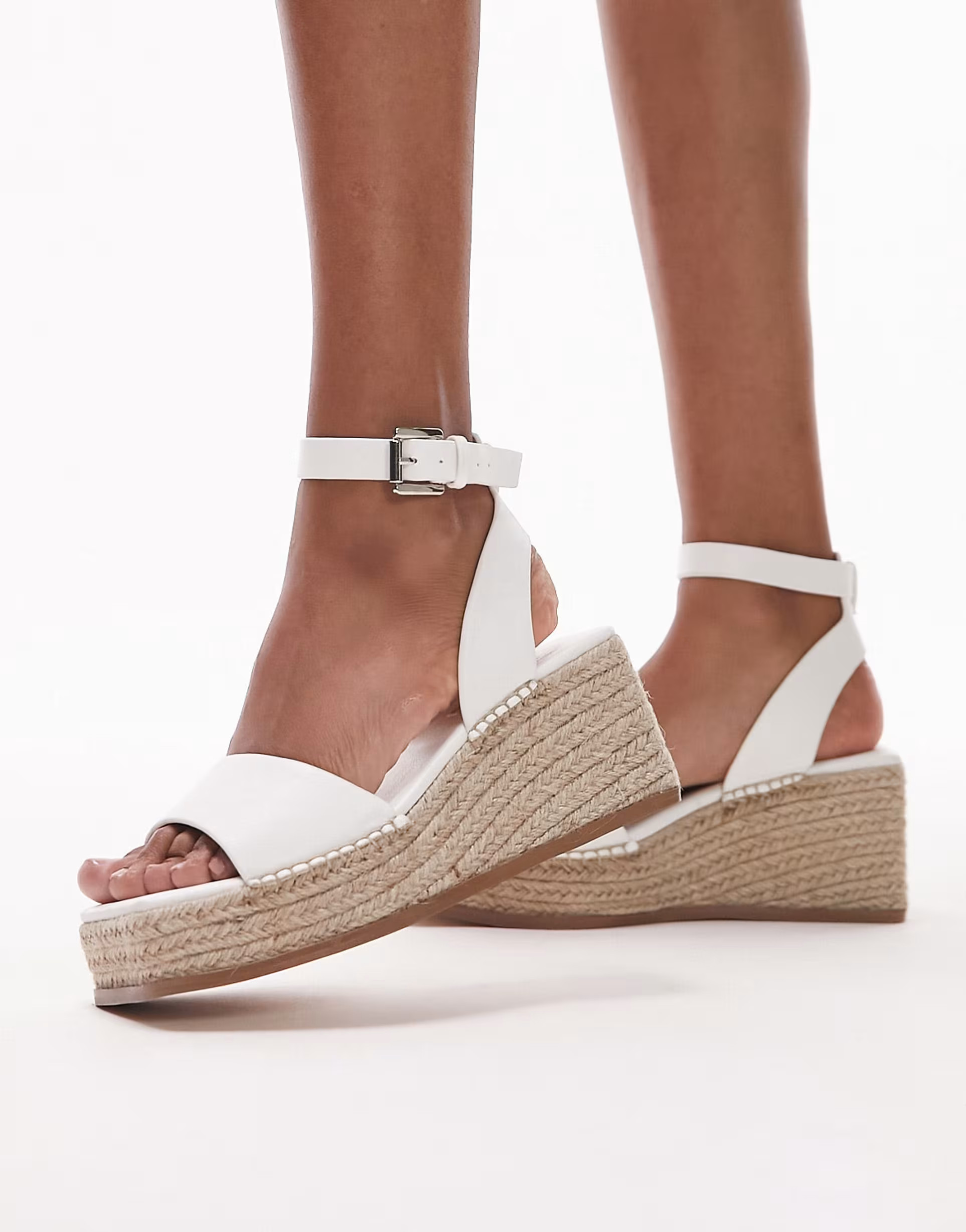 Topshop Wide Fit Jessie platform two-part sandals in white | ASOS | ASOS (Global)
