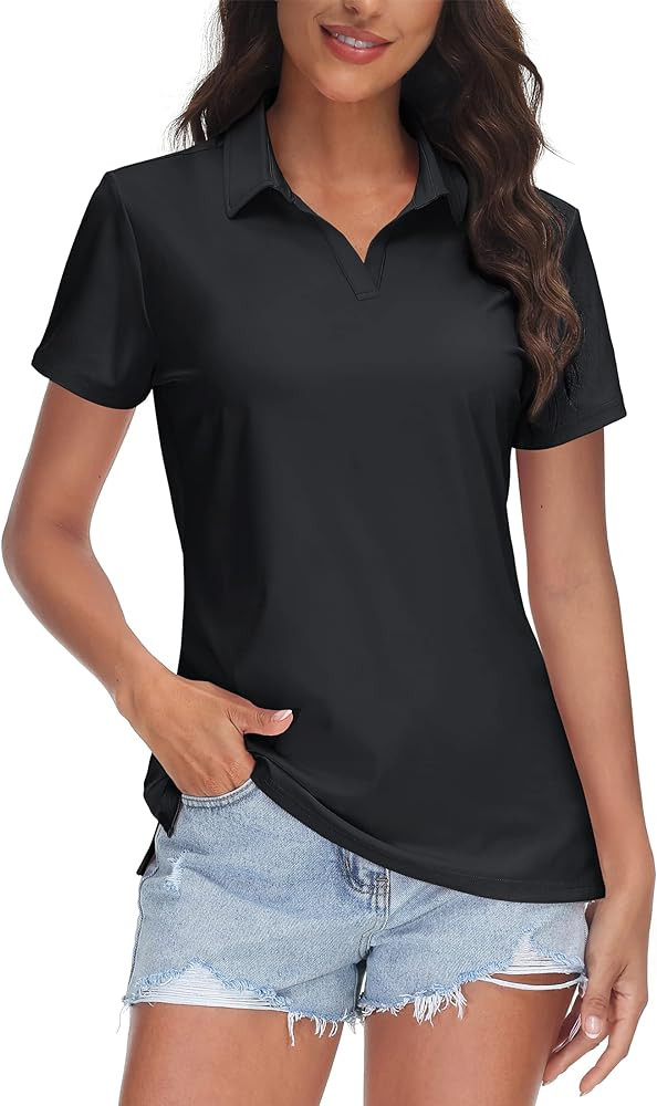 TACVASEN Women's V-Neck Polo Shirts UPF 50+ Short Sleeve Sun Protection Quick Dry Golf Polos Coll... | Amazon (US)