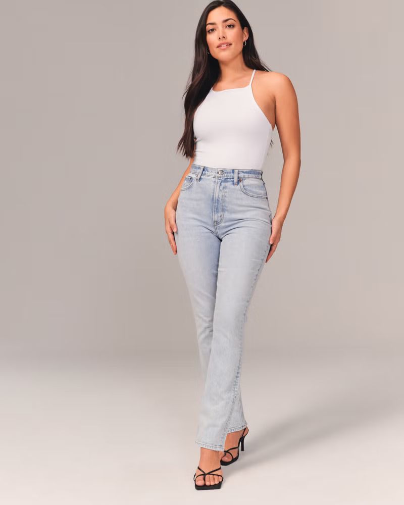 Women's Curve Love Ultra High Rise Slim Straight Jeans | Women's | Abercrombie.com | Abercrombie & Fitch (US)