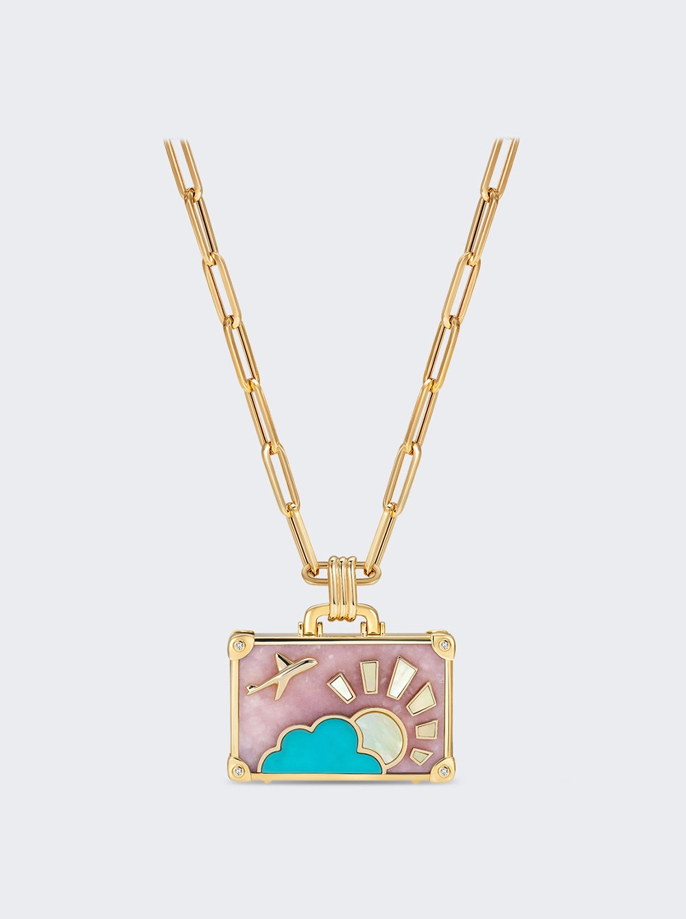 Flamingo Sunset Large Suitcase Necklace 14k Gold  | The Webster | The Webster