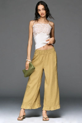 The Somerset Linen Petticoat Crop Pants | Anthropologie (US)