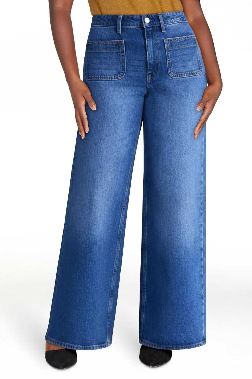Free Assembly Women's and Women's Plus The Larchmont High Rise Patch Pocket Jeans, 32" Inseam, Si... | Walmart (US)