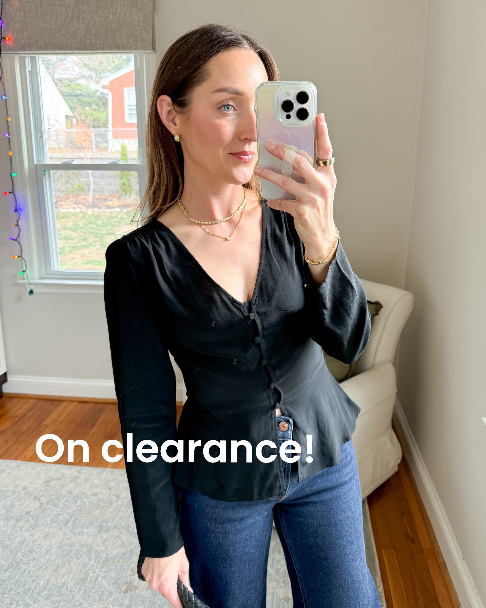 This top is on clearance for $22.75! I loved it so much that I paid full price. It is the perfect winter date night top. Wearing XS.