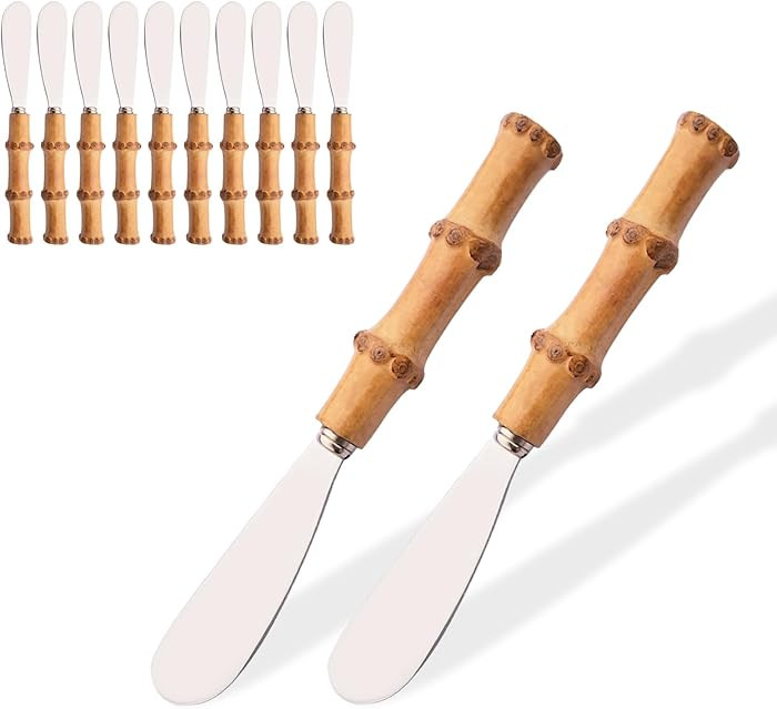 12 Pcs Cheese Spreader Knives, Stainless Steel Butter Spreader with Bamboo Handle, Kitchen Use Bu... | Amazon (US)