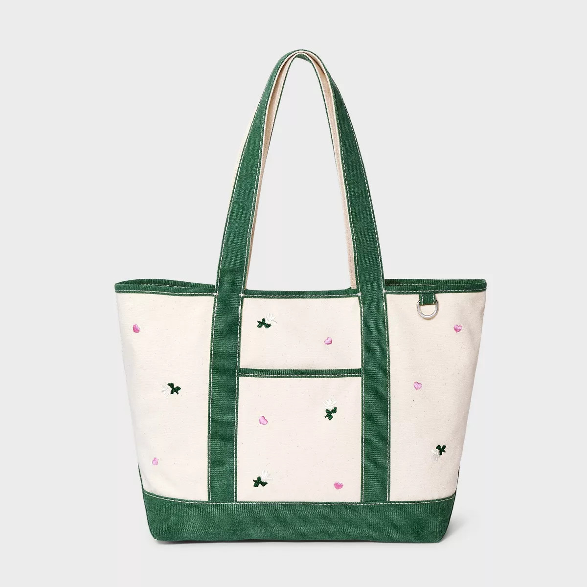 Floral Embroidered Canvas Tote Bag - Universal Thread™ Natural/Green | Target