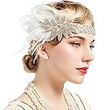 BABEYOND Vintage 1920s Flapper Headband Roaring 20s Great Gatsby Headpiece with Feather 1920s Flappe | Amazon (US)