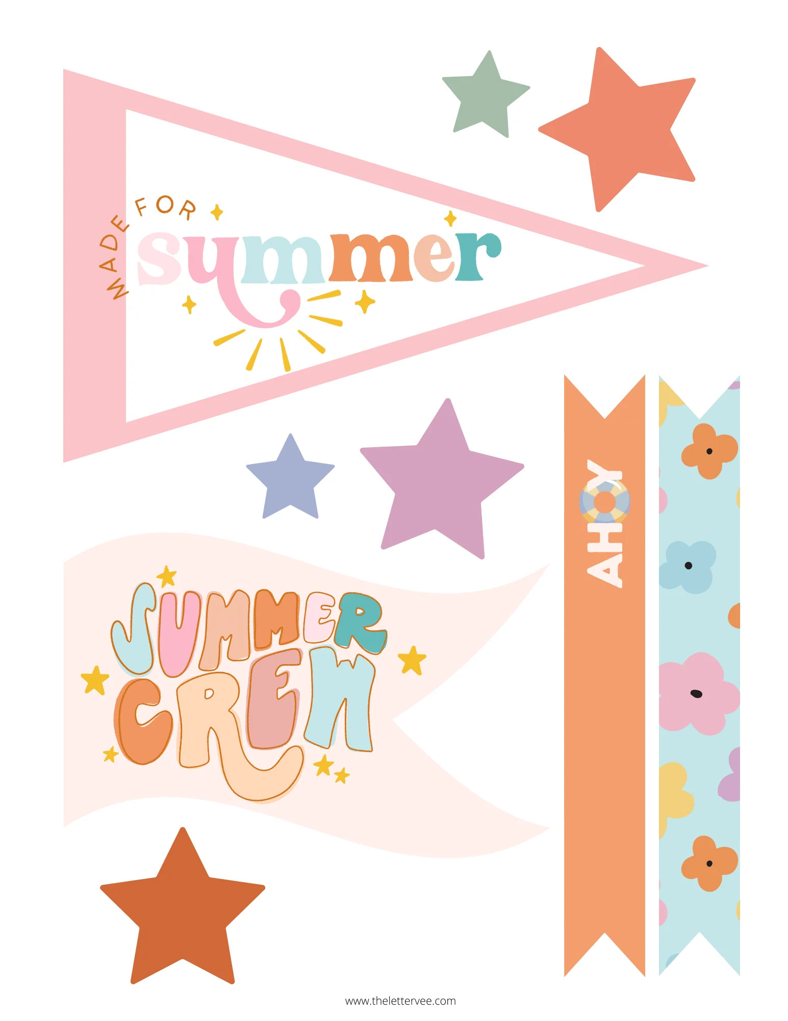 Summer Flags and tags | Printable bundle | The Letter Vee