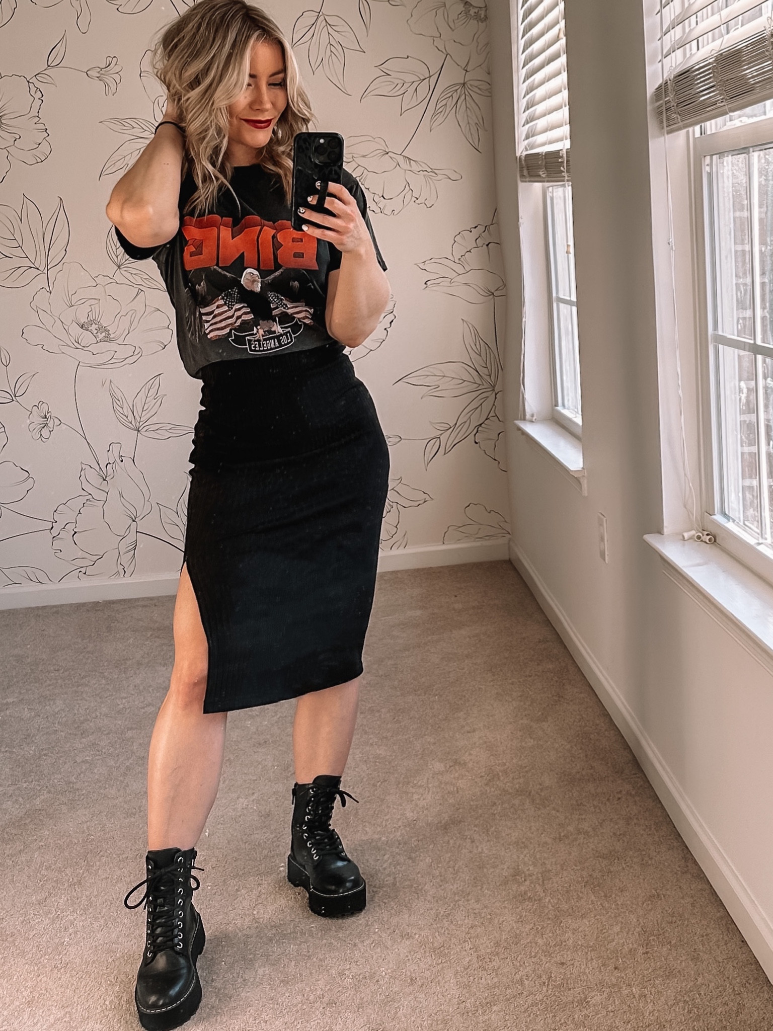 Doc martens, alt look, edgy, knit skirt, pencil skirt, ANINE Bing, vintage tee 

#LTKshoecrush #LTKunder100 #LTKstyletip