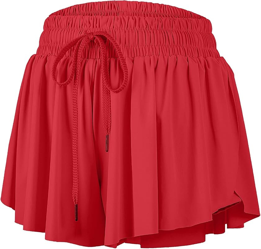 Flowy Athletic Shorts for Women Gym Yoga Workout Running Biker Spandex Butterfly Tennis Skirts Cu... | Amazon (US)