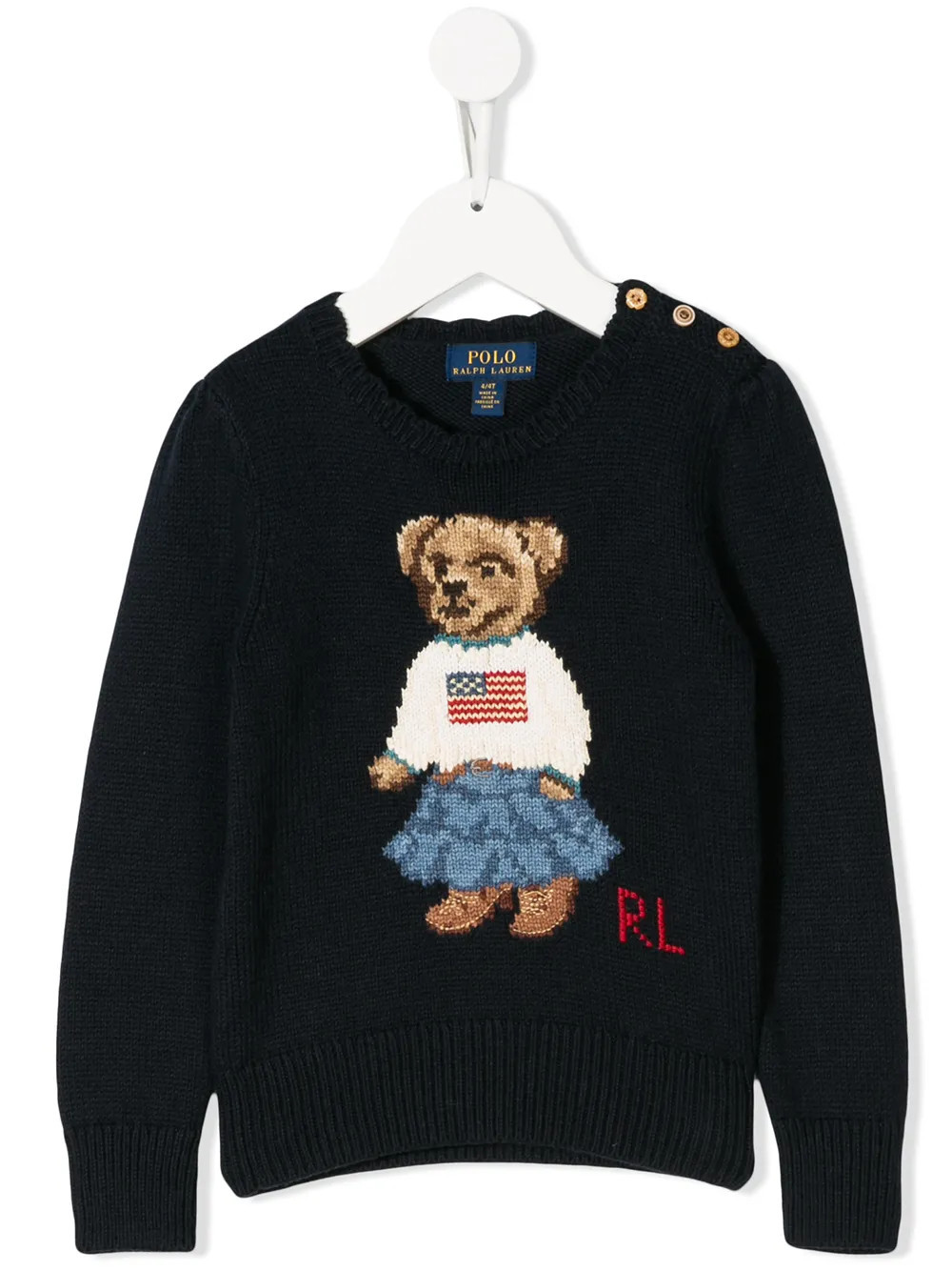 POLO RALPH LAUREN KIDS bear logo embroidered sweater - Blue | Farfetch Global