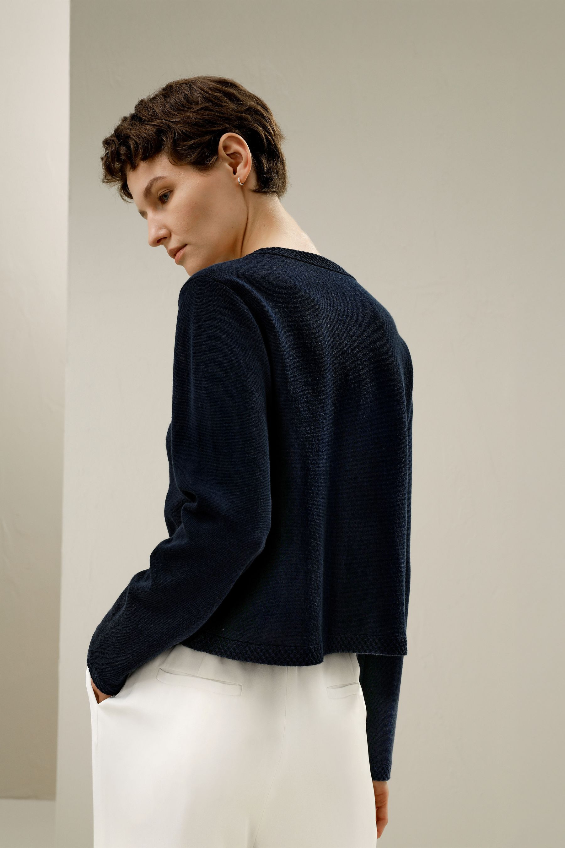 Merino Wool Golden Buttons Cardigan | LilySilk