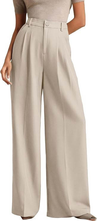 ELLEVEN Women's Casual Wide Leg Dress-Pants, High Elastic Waisted in The Back Business Flowy Trou... | Amazon (US)