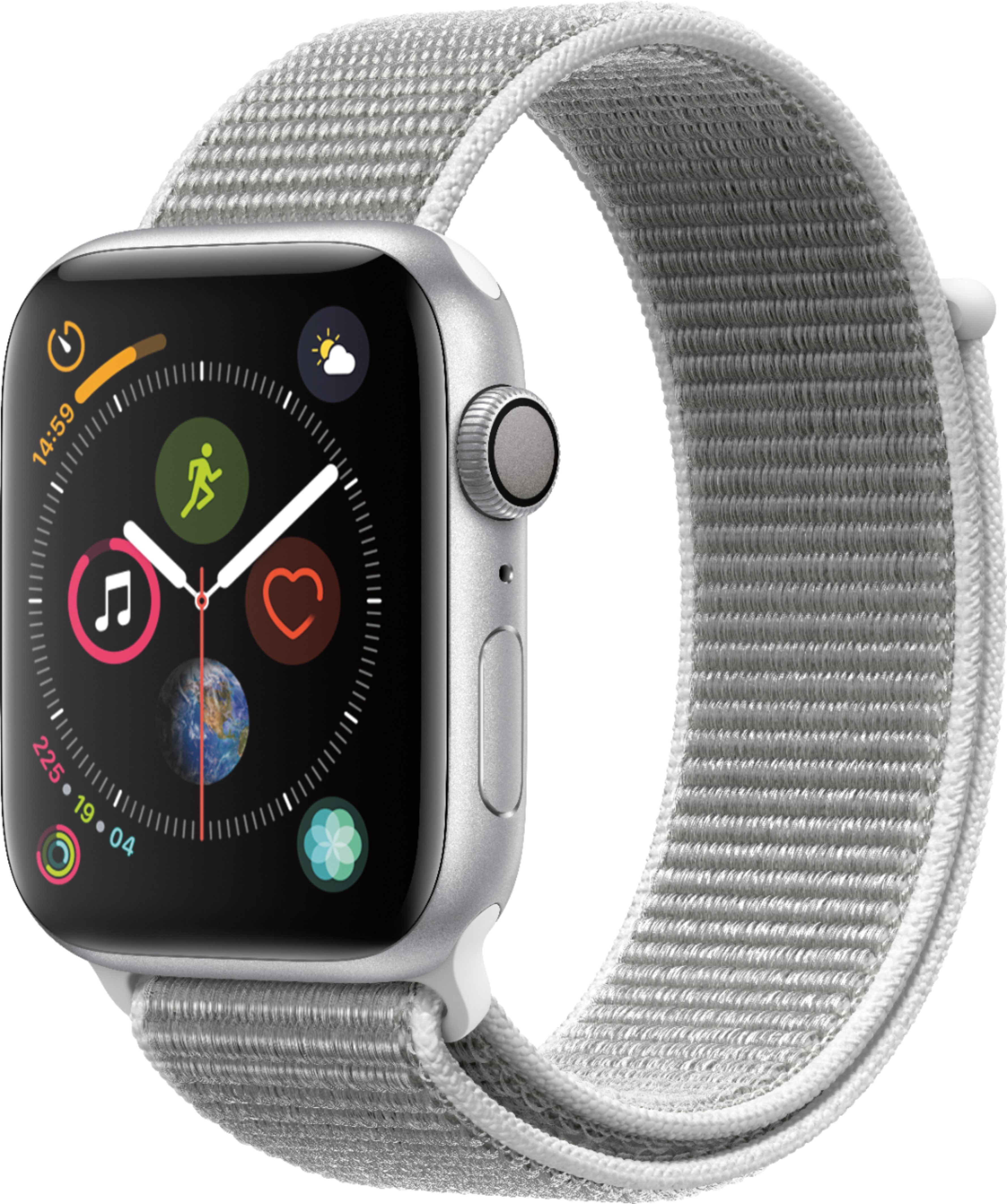 Apple Watch Series 4 (GPS) 44mm Silver Aluminum Case with Seashell Sport Loop - Silver Aluminum | Best Buy U.S.