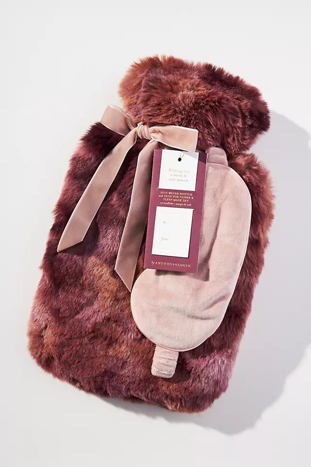Luxe Dyed Faux Fur Hot Water Bottle & Sleep Mask Gift Set | Anthropologie (US)