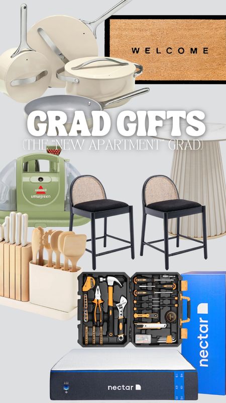 New grad, new apartment? In college they might've shared a space and now they could be flying solo so a new pot set and cutlery might be usefull, or some bar stools if their new place doesn't have space for a full table! Any of these ideas are great for someone moving into a new space!

#LTKGiftGuide #LTKstyletip #LTKhome