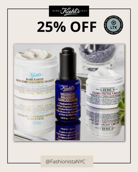 SAVE 25% off on Kiehls Skincare / Beauty Products!!! Just click & copy promo code to SAVE!!! 

#LTKsalealert #LTKSale #LTKbeauty