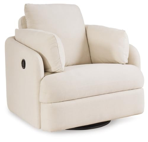 Signature Design by Ashley Modmax Coastal Press-Back Swivel Glider Rocker Recliner with Machine Washable Cover, Hidden Storage Compartments and 2 Bolster Pillows, Beige | Amazon (US)