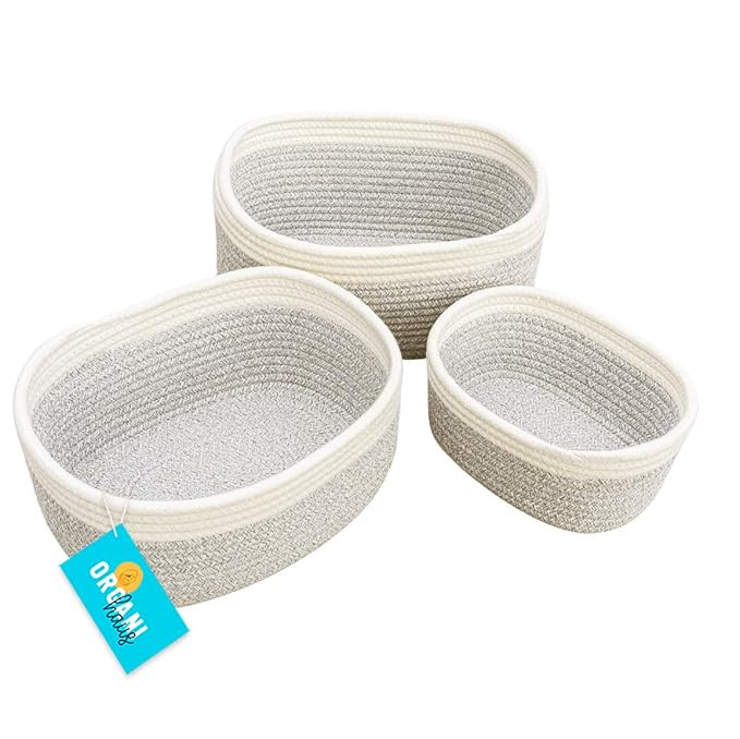 OrganiHaus Rope Basket Set of 3 Nursery Storage Baskets | Baby Toy Basket Nursery Basket for Baby... | Amazon (US)