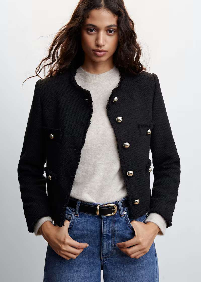 Pocket tweed jacket | MANGO (US)