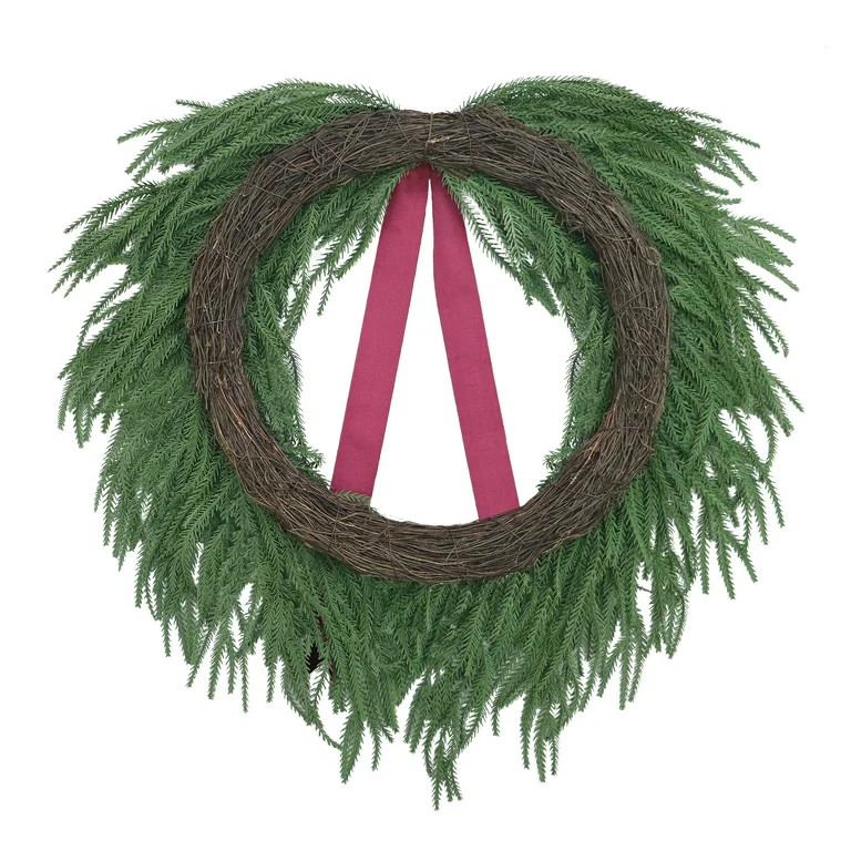 Evergreen Natural Feel Norfolk Artificial Christmas Wreath, Green, 22", by My Texas House - Walma... | Walmart (US)