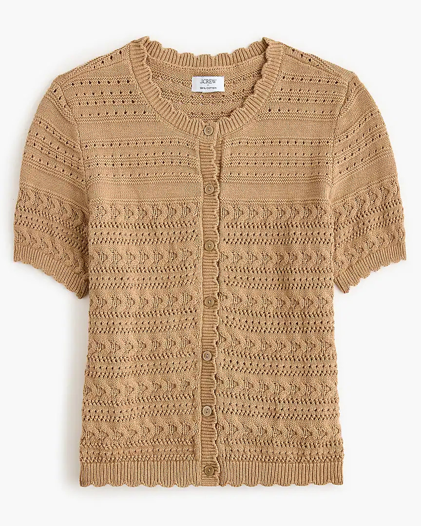 Short-sleeve pointelle cardigan sweater | J.Crew Factory