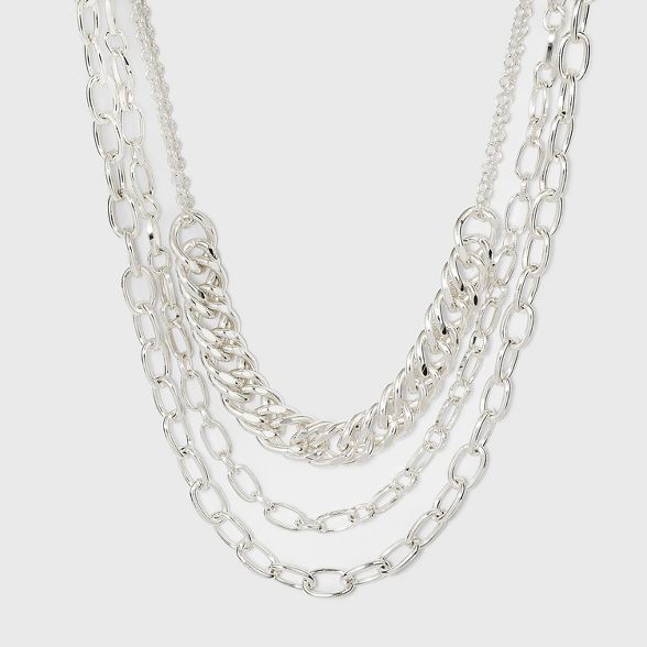 Multi Row Layered Chain Linked Necklace - A New Day™ | Target