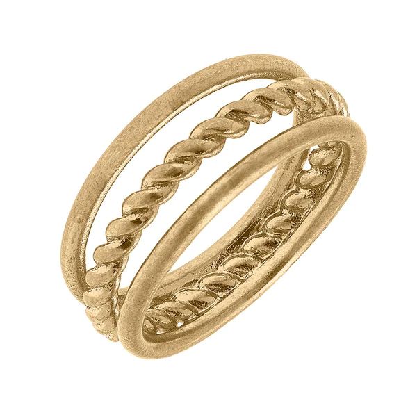 Cory Triple Row Ring in Worn Gold | CANVAS
