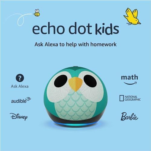 Echo Dot (5th Gen, 2022 release) Kids | Designed for kids, with parental controls | Owl | Amazon (US)