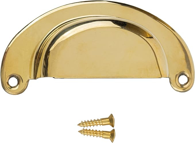 Half Moon Style Stamped Brass Drawer Bin Pull | Centers: 3" | Handle for Antique Cabinet Door, Dr... | Amazon (US)