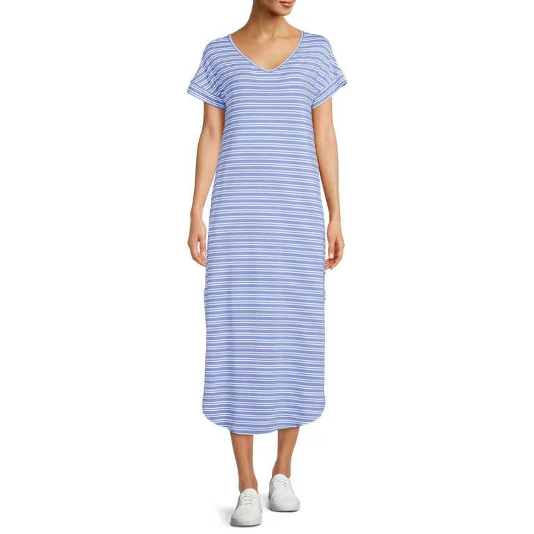 Time and Tru Women's Maxi Dress with Short Sleeves - Walmart.com | Walmart (US)