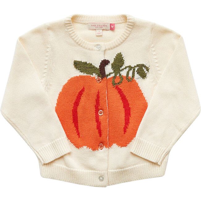 Girls Pia Pumpkin Sweater, Cream | Maisonette