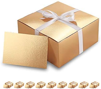 PACKHOME 10 Gold Gift Boxes 8x8x4 Inches, Bridesmaid Boxes, Paper Gift Boxes with Lids for Gifts, Cr | Amazon (US)