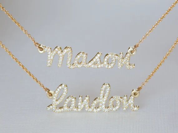 Kids Name Necklace Diamond Name Necklace 14K Personalized | Etsy | Etsy (US)