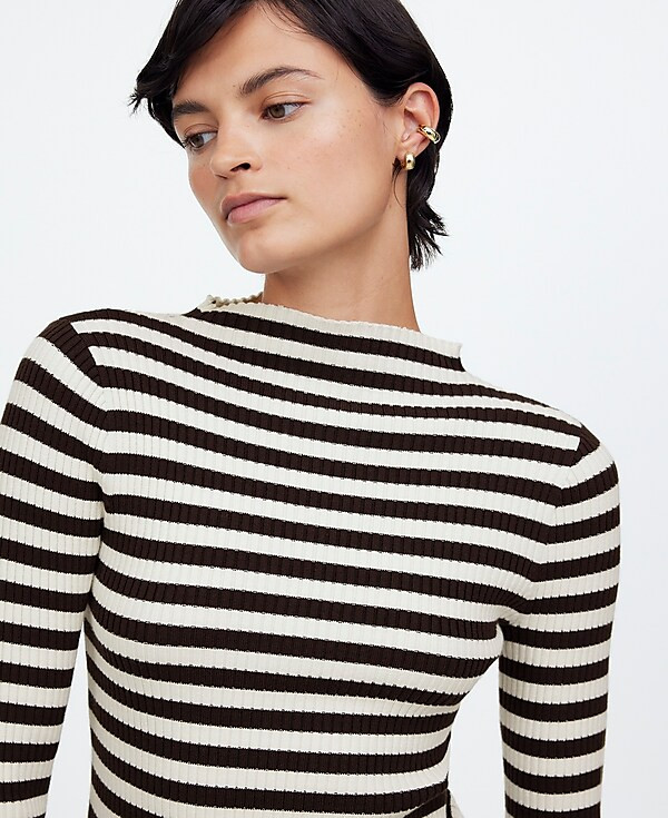 Cotton Mockneck Sweater in Stripe | Madewell
