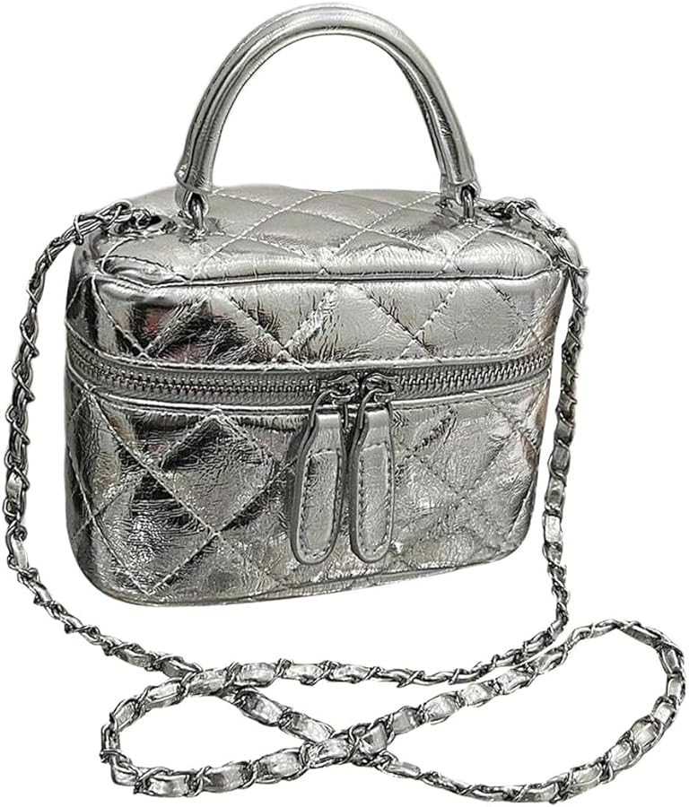 Floerns Women's Square Mini Bucket Quilted Crossbody Hobo Bag Satchel Purse with Chain Strap | Amazon (US)