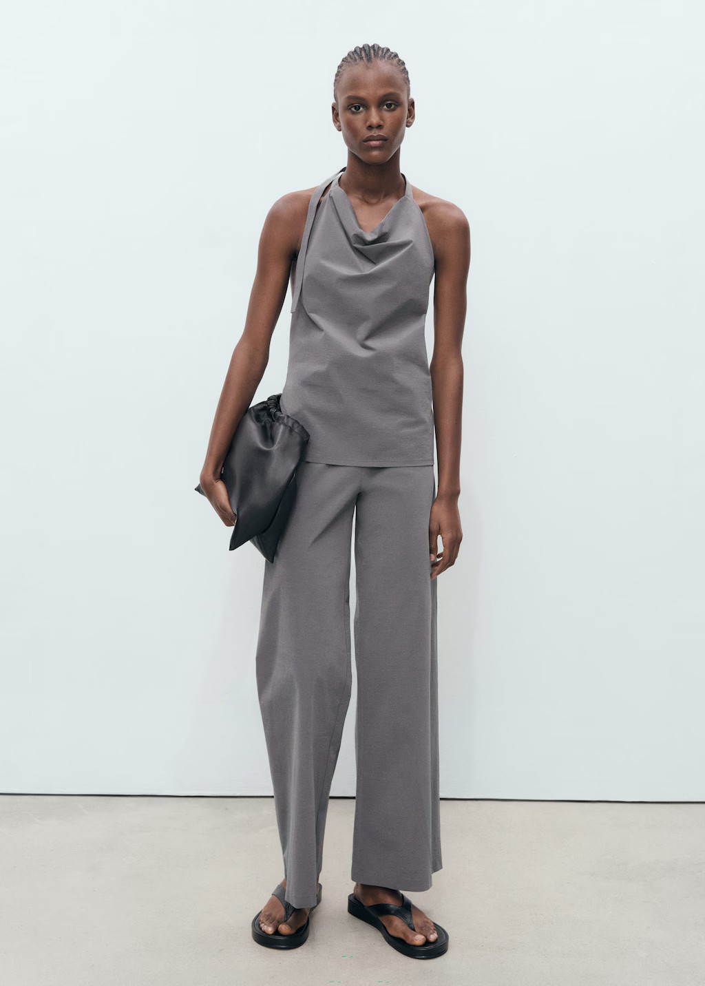 Open-back draped top grey - Woman - M - MANGO | Mango (US/MX/AU)