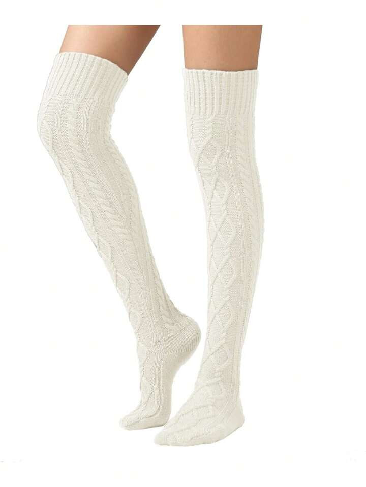 Women’s Cable Knot Thigh High Boot Socks | SHEIN