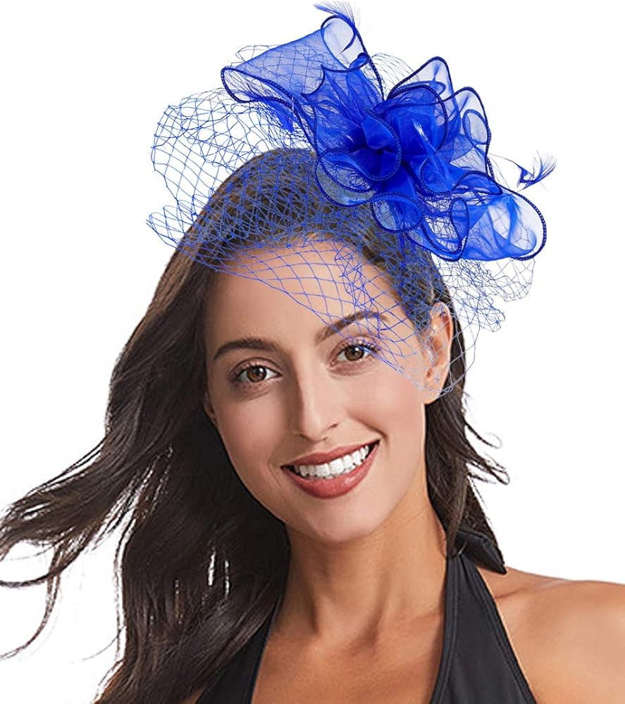 Fascinators for Women Tea Party Headband Kentucky Derby Hat Wedding Cocktail Flower Mesh Feathers Ha | Amazon (US)