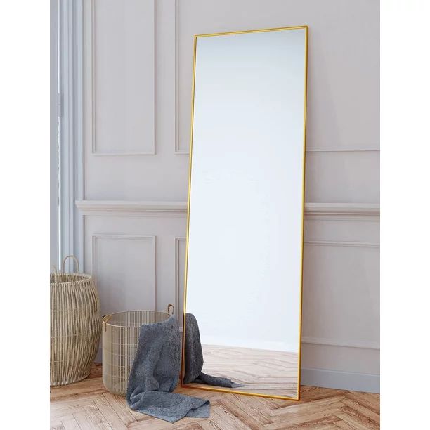 BEAUTYPEAK Full Length Floor Mirror 60"x20" Rectangle Full Body Standing Mirror ,Gold - Walmart.c... | Walmart (US)