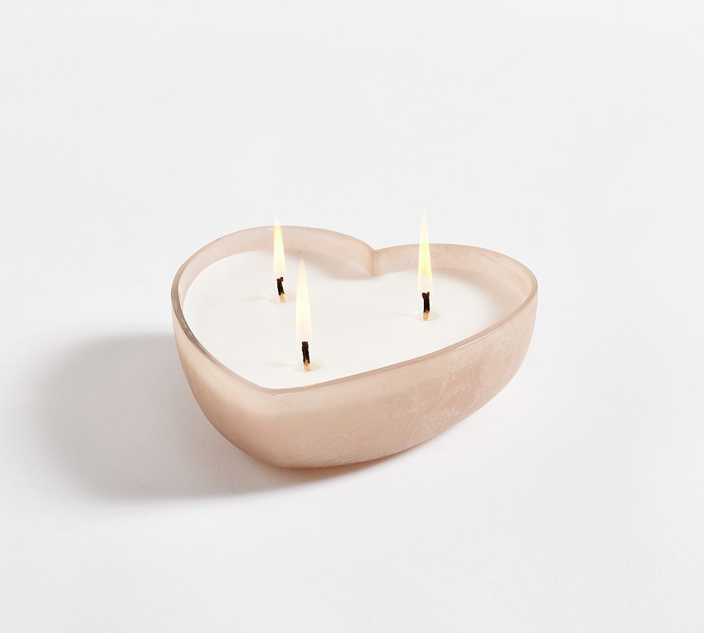 Frosted Glass Heart Candle | Pottery Barn (US)
