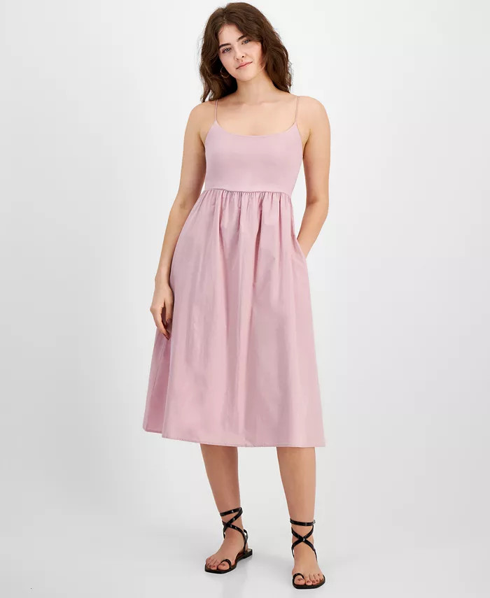And Now This Women's Cotton Mixed-Media Midi Dress - Macy's | Macys (US)