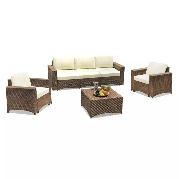 4pc Studio Shine Collection Patio Conversation Set with Sofa, Armchairs & Coffee Table - W Unlimi... | Target