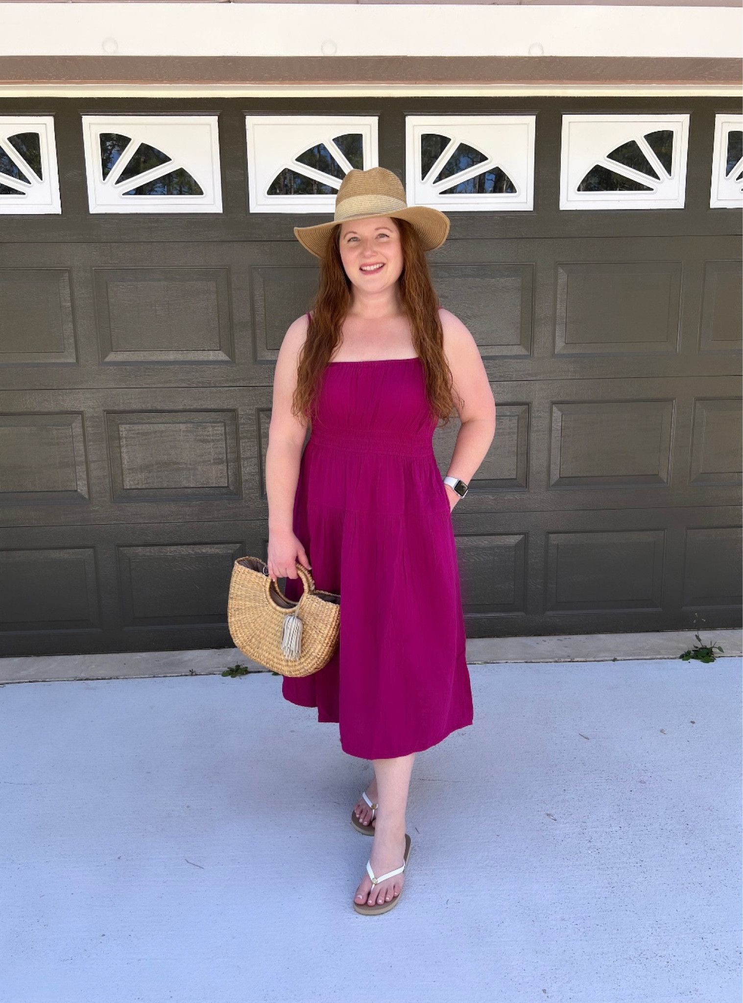 Beach style, Summer style, LTKtravelstyle, petite dress, Old Navy dress, Old Navy style, Straw bag, Sea&Grass bag, Tory Burch flip flops, packable hat 

#LTKsalealert #LTKtravel #LTKitbag
