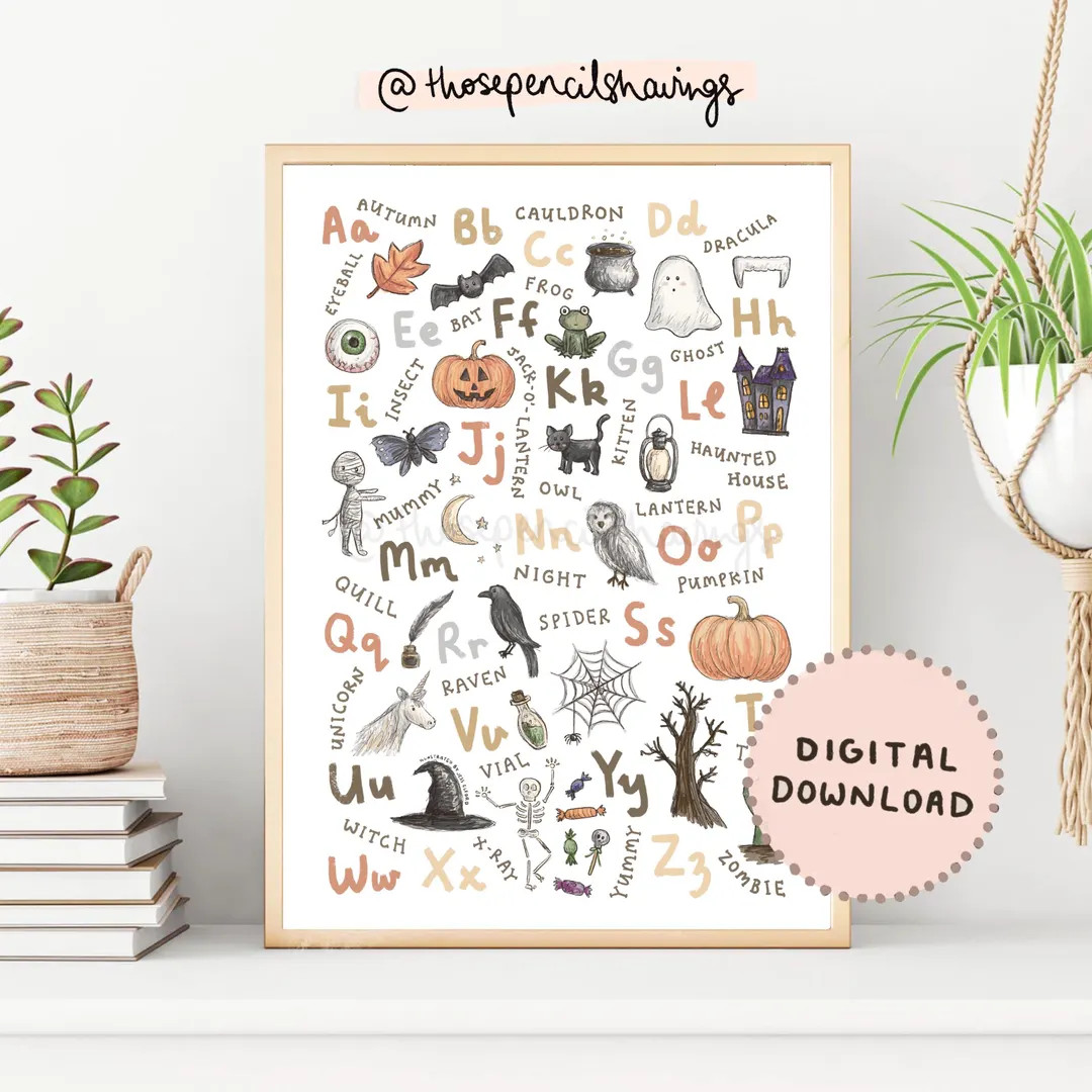 Halloween Alphabet Print: Spooky ABC Poster, Nursery Decor (digital Download) - Etsy Canada | Etsy (US)