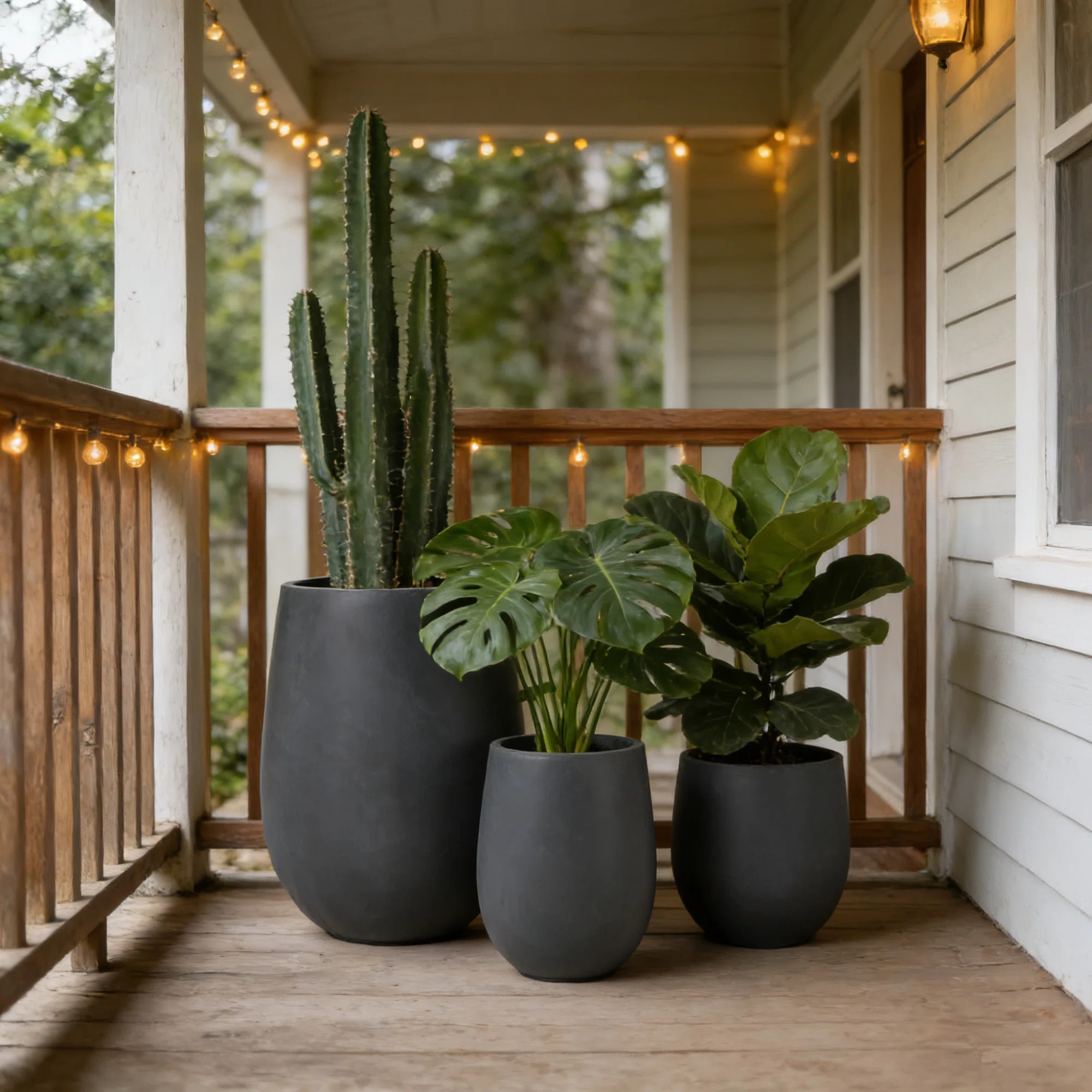 Latitude Run® 3-Piece Round MGO Outdoor Planters With Drainage Hole, Lightweight Flower Pots For... | Wayfair North America